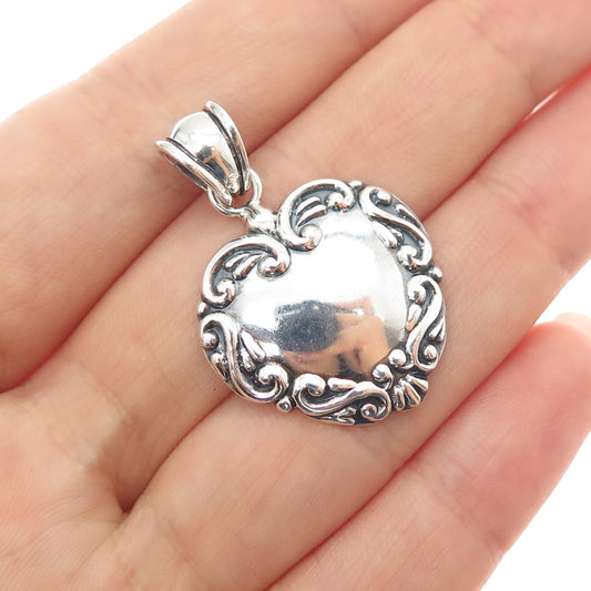 MWS Mark Wasserman Samara 925 Sterling Silver Vintage Heart Oxidized Pendant