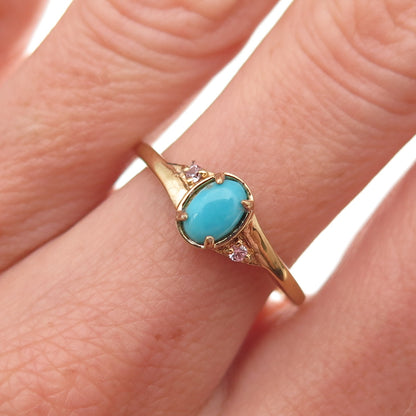 Chuck Clemency 925 Sterling Gold Plated Real Turquoise Pink Topaz Ring Size 7.25