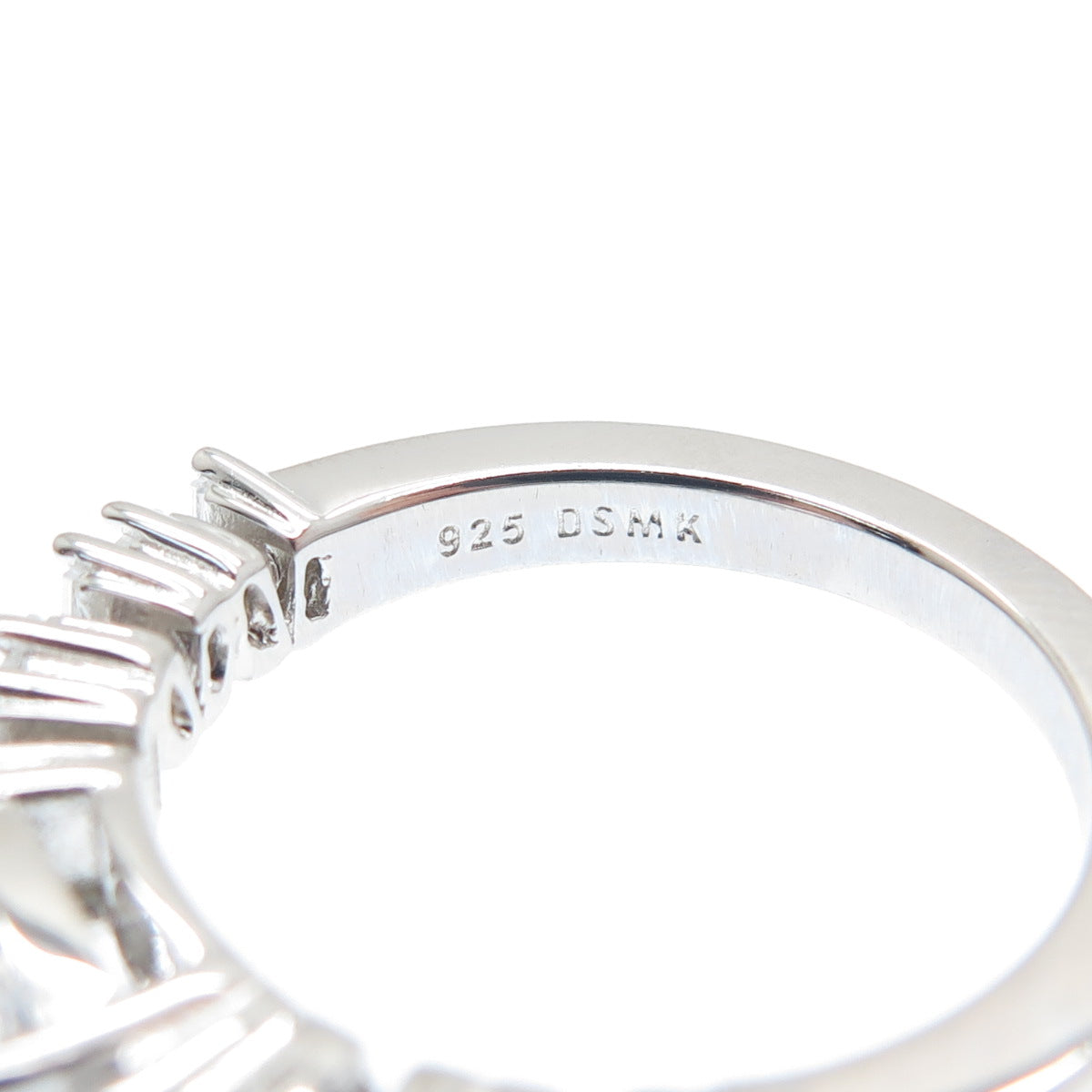 DSMK 925 Sterling Silver Real White Topaz Gem & C Z Half Eternity Ring Size 7.25