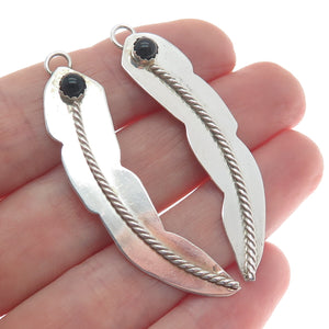 MARVIN & LUANA SLIM Old Pawn 925 Sterling Vintage Black Onyx Tribal Earrings