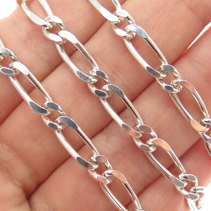 925 Sterling Silver Vintage Mexico Figaro Chain Necklace 28"