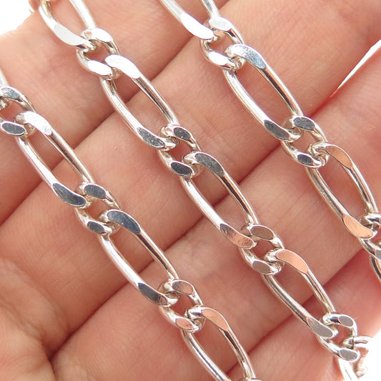 925 Sterling Silver Vintage Mexico Figaro Chain Necklace 28"