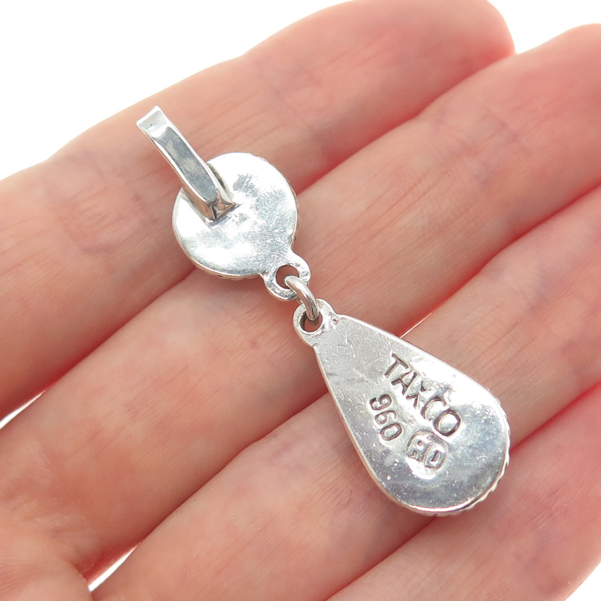 960 Silver Vintage RD Mexico Real Amethyst Teardrop Charm Pendant
