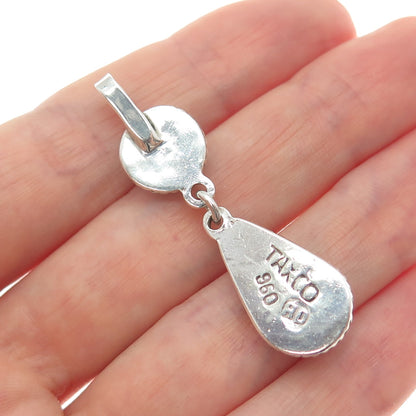 960 Silver Vintage RD Mexico Real Amethyst Teardrop Charm Pendant