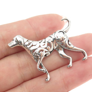 925 Sterling Silver Vintage Ornate Pointer Dog Pin Brooch