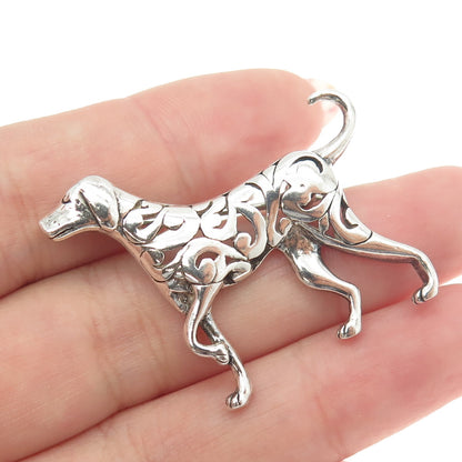 925 Sterling Silver Vintage Ornate Pointer Dog Pin Brooch
