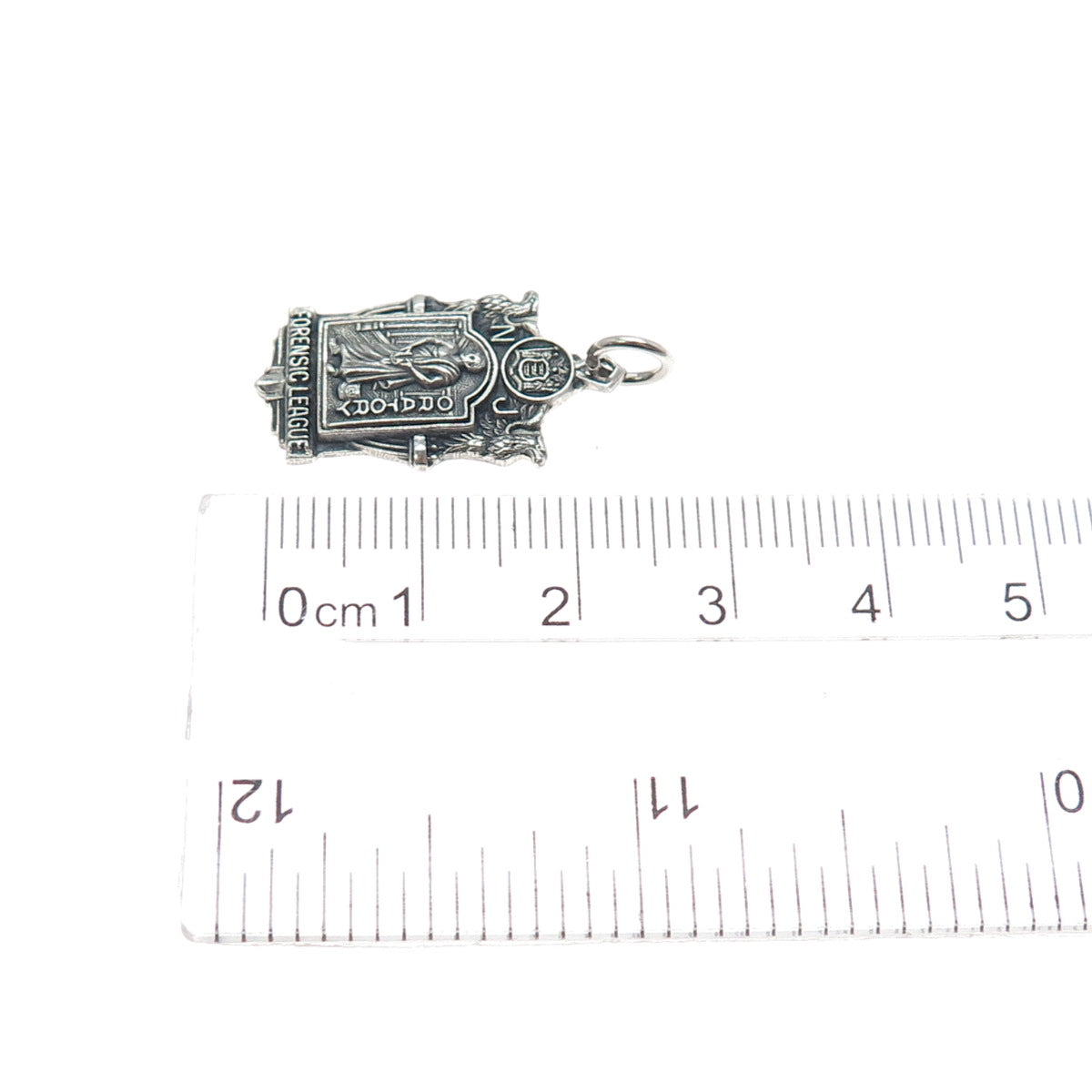 925 Sterling Silver Antique NJ Oratory Forensic League Oxidized Charm Pendant