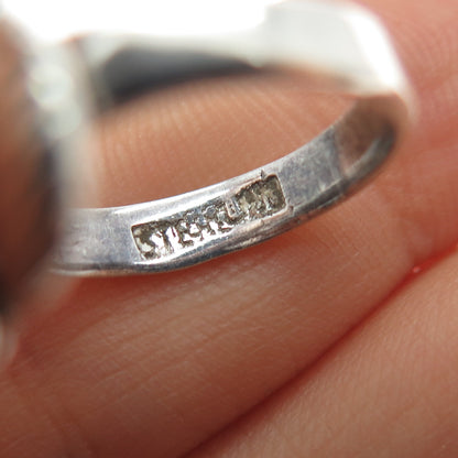 Rob Livingston Navajo Old Pawn Sterling Silver Vintage MOP Feather Ring Size 5.5