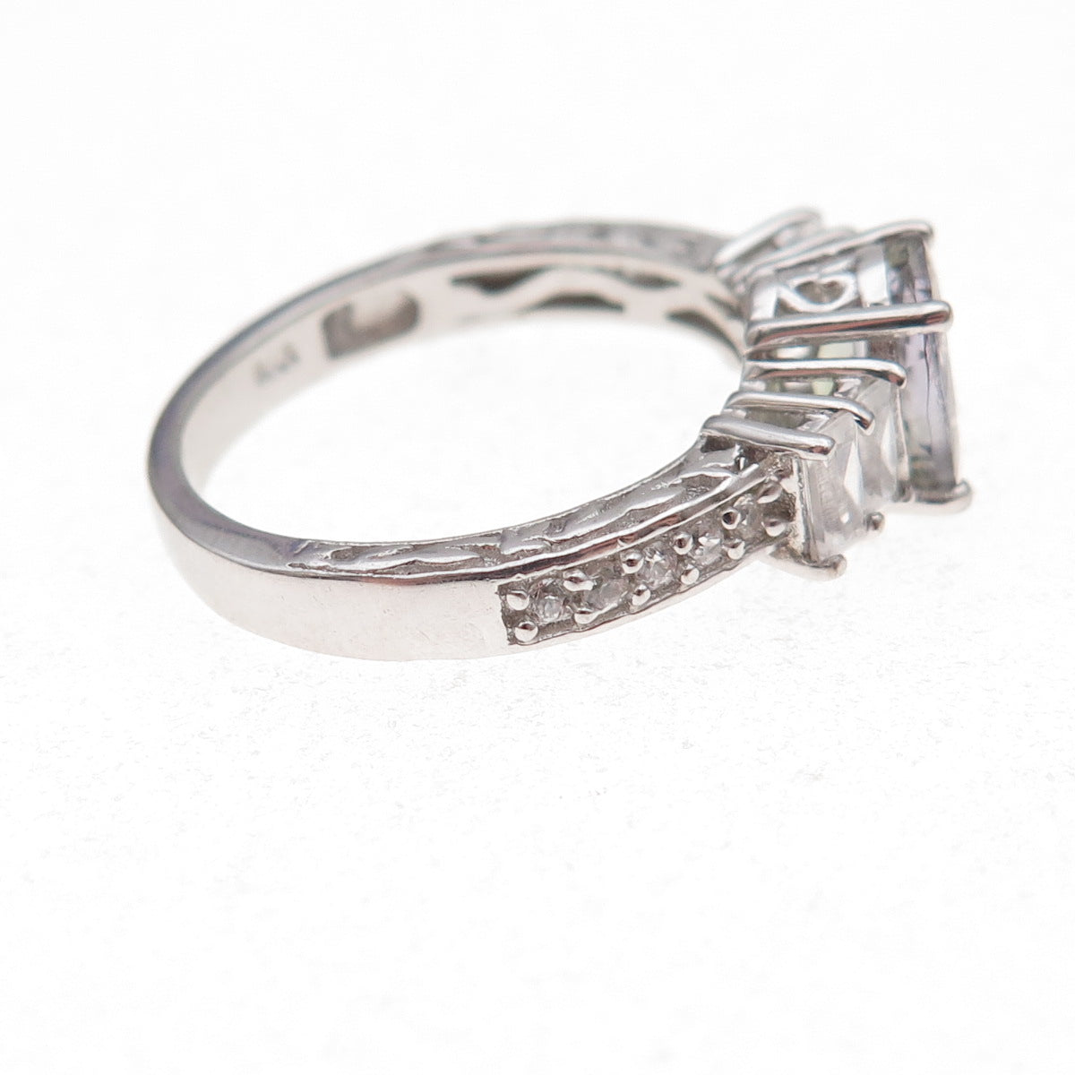Chuck Clemency 925 Sterling Silver Real Iolite & White Topaz Ring Size 8