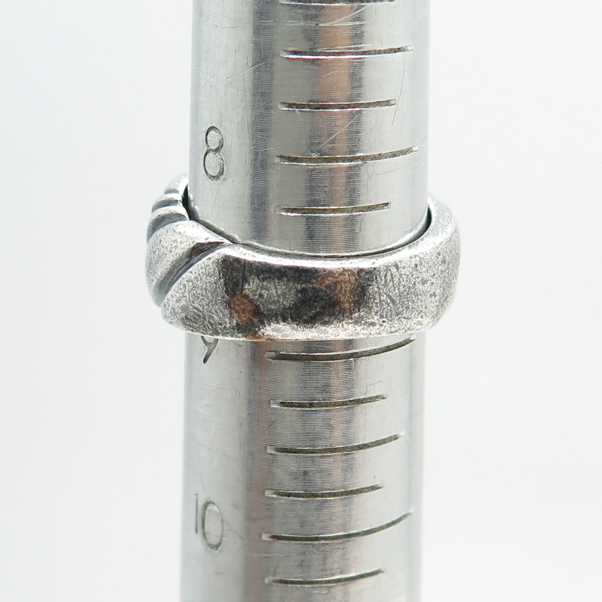 925 Sterling Silver Vintage Ribbed Ring Size 9