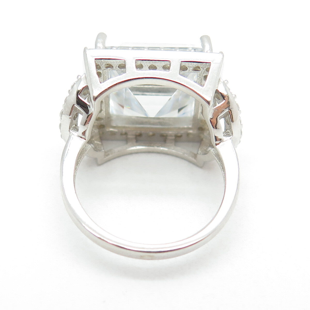 925 Sterling Silver Princess & Round-Cut C Z Ring Size 5