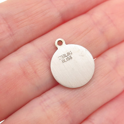 Bliss 925 Sterling Silver Vintage Enamel Confirmation Mini Charm Pendant