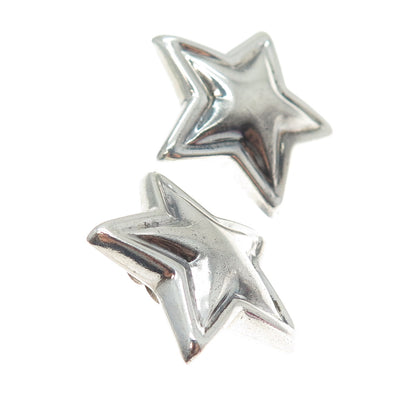 ZINA 925 Sterling Silver Vintage Modernist Star Oxidized Clip On Earrings