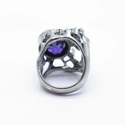 925 Sterling Silver Vintage Blue C Z Oval Ring Size 9