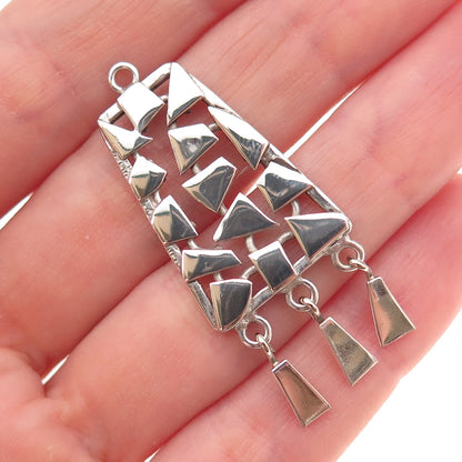 925 Sterling Silver Vintage Israel Modernist Geometric Charm Pendant