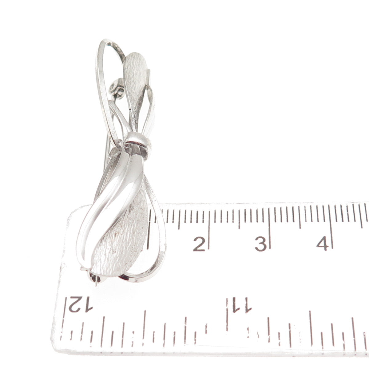 CARL ART 925 Sterling Silver Vintage Modernist Floral Bow Pin Brooch