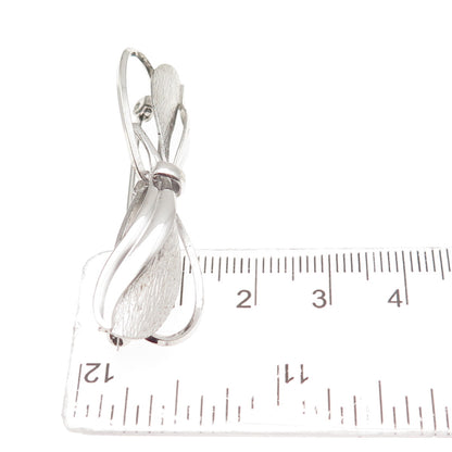 CARL ART 925 Sterling Silver Vintage Modernist Floral Bow Pin Brooch