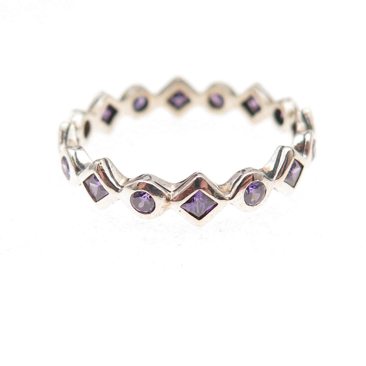 Silpada 925 Sterling Silver Vintage Real Amethyst All Around Band Ring Size 8.25
