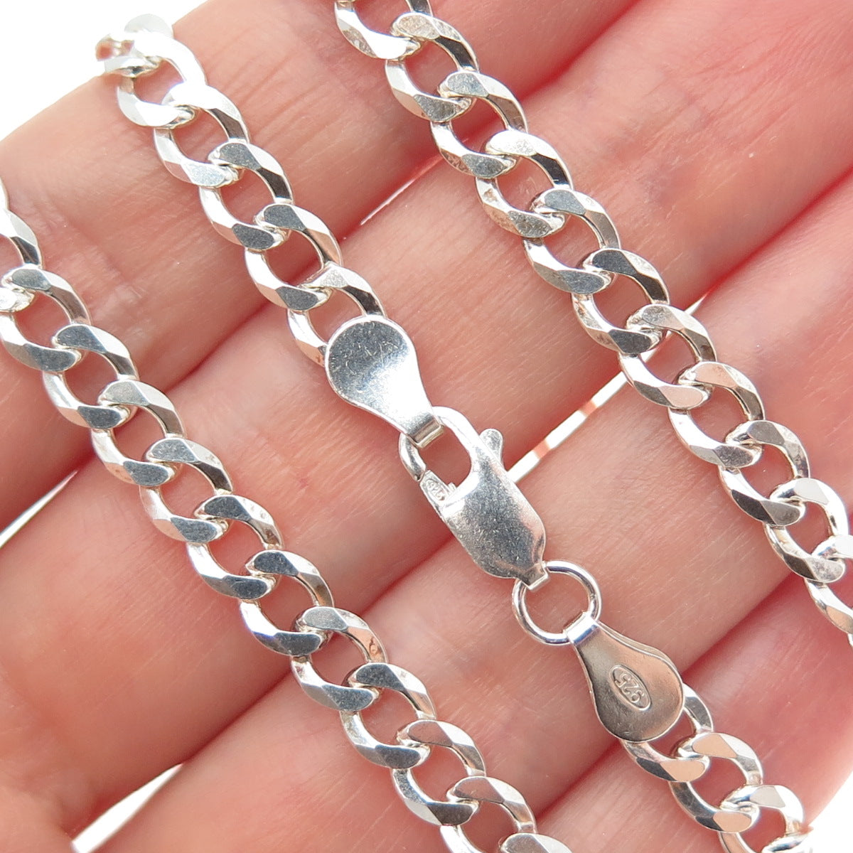 925 Sterling Silver Vintage Italy Curb Chain Necklace 18"