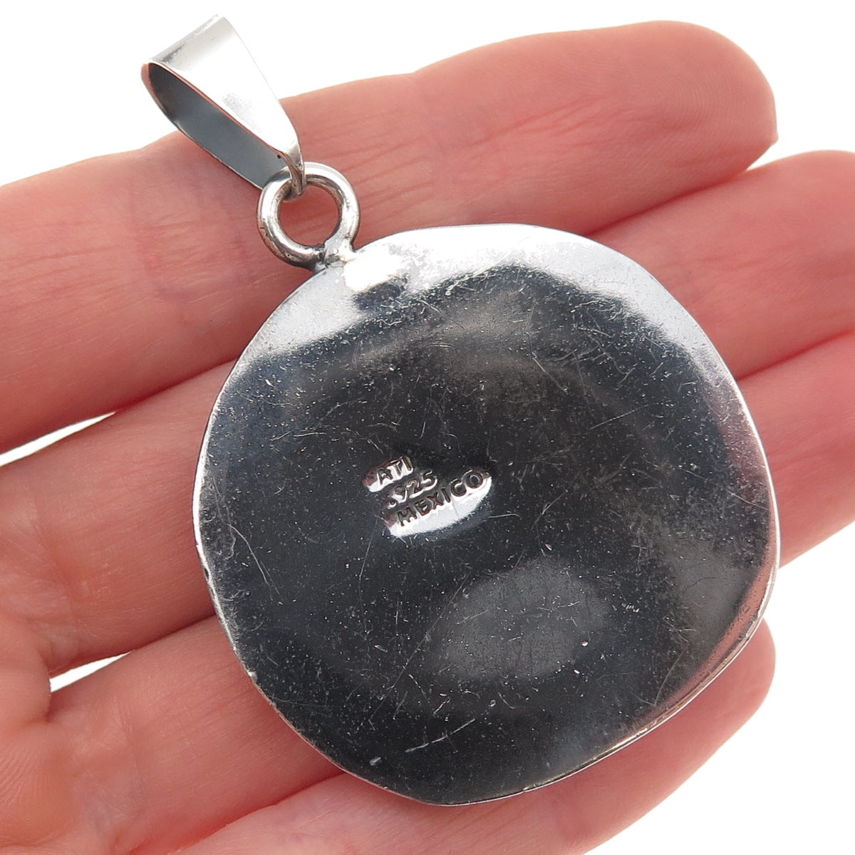 ATI Annika Witt 925 Sterling Silver Vintage Mexico Dollar Sand Oxidized Pendant
