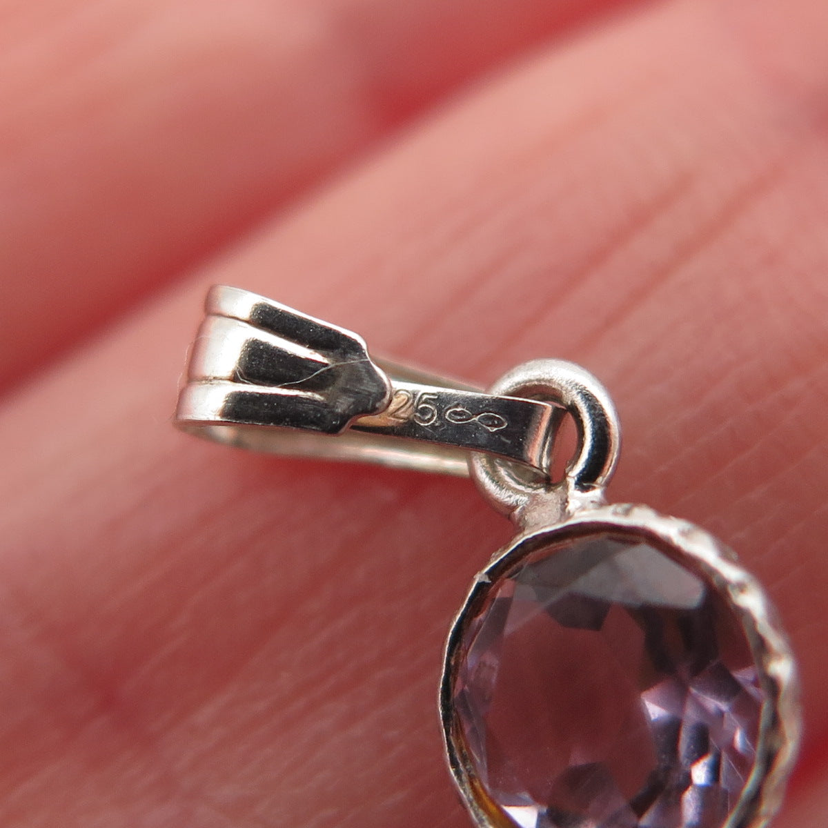 Atelier 925 Sterling Silver Vintage Real Emerald & Amethyst Charm Pendant