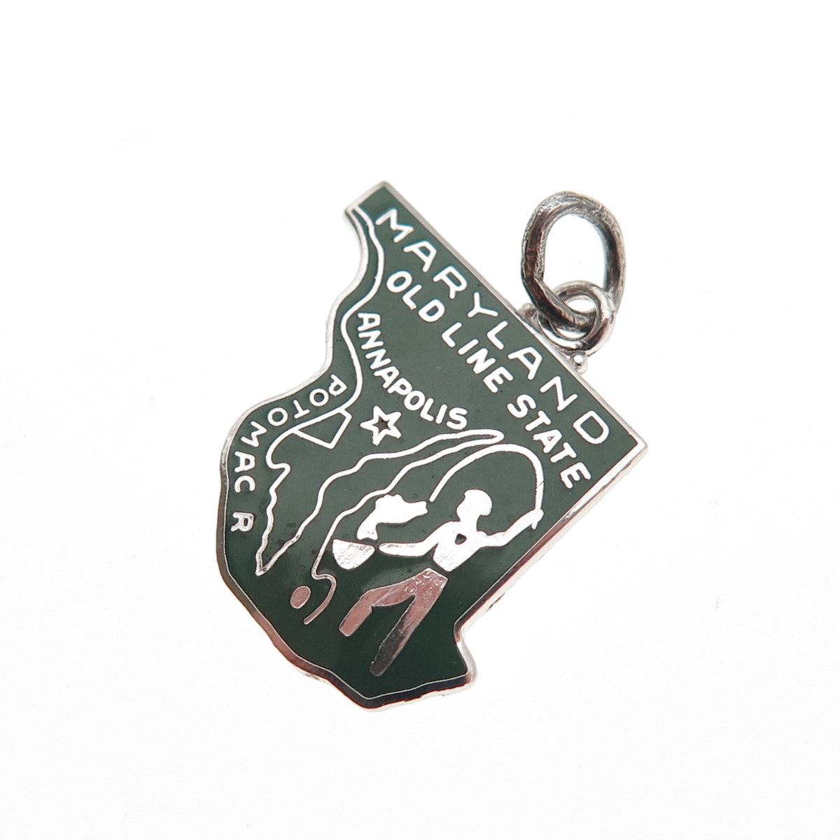 Griffith & Sons Sterling Silver Vintage Enamel Maryland State Mini Charm Pendant