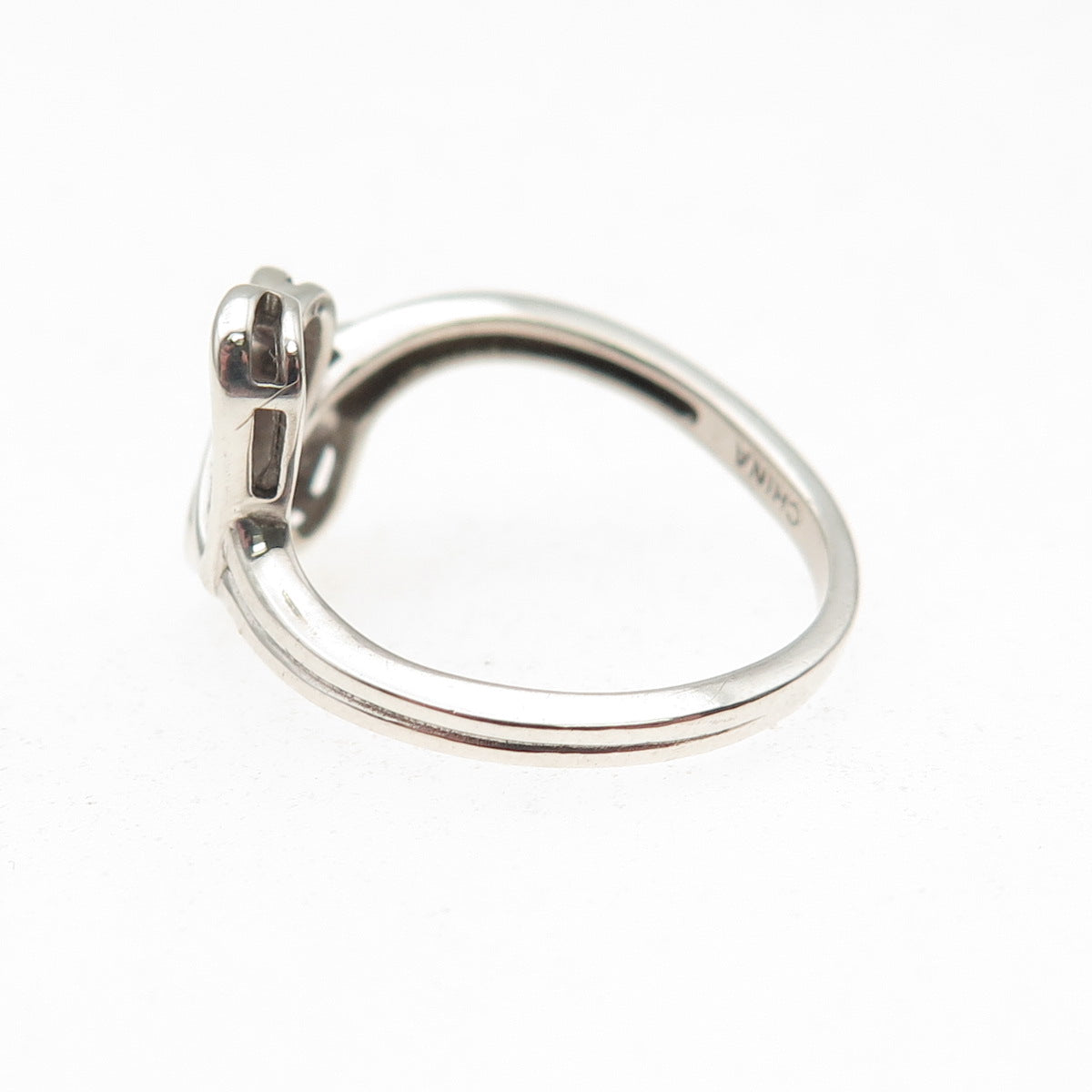 RL Richline 925 Sterling Silver Vintage Open Heart Bypass Ring Size 6.5