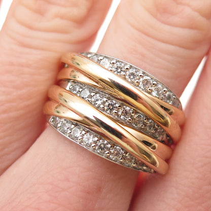 MICHAEL VALITUTTI Gems En Vogue Sterling 2-Tone C Z Crisscross Ring Size 7.25