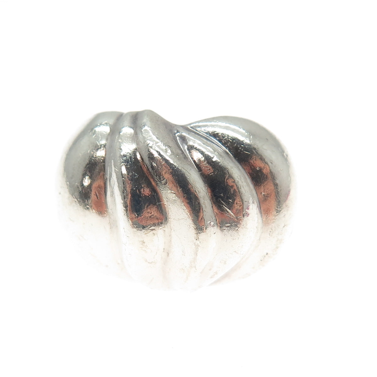925 Sterling Silver Vintage Mexico Modernist Ribbed Dome Ring Size 7