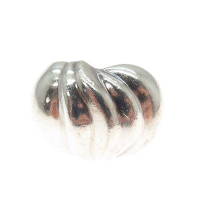 925 Sterling Silver Vintage Mexico Modernist Ribbed Dome Ring Size 7
