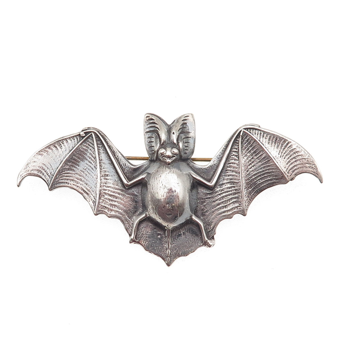 925 Sterling Silver Vintage Bat Oxidized Pin Brooch