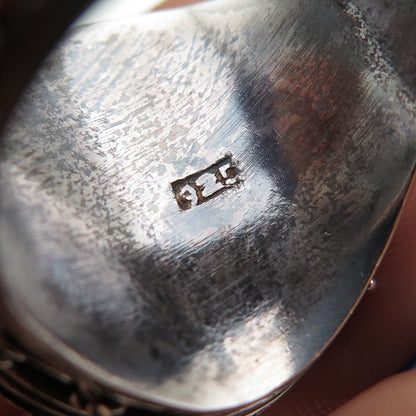 925 Sterling Silver Vintage Real Black Onyx Cross Oxidized Poison Ring Size 9.75