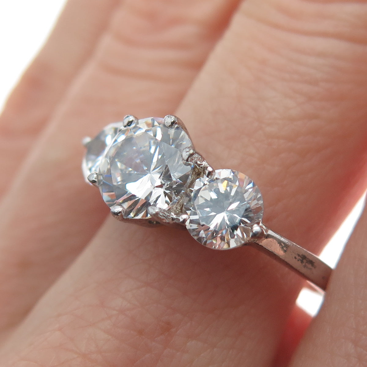 925 Sterling Silver Round-Cut C Z Engagement Ring Size 9.25