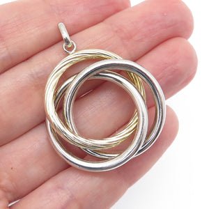 925 Sterling Silver 2-Tone Vintage Interlocked Trinity Knot Charm Pendant
