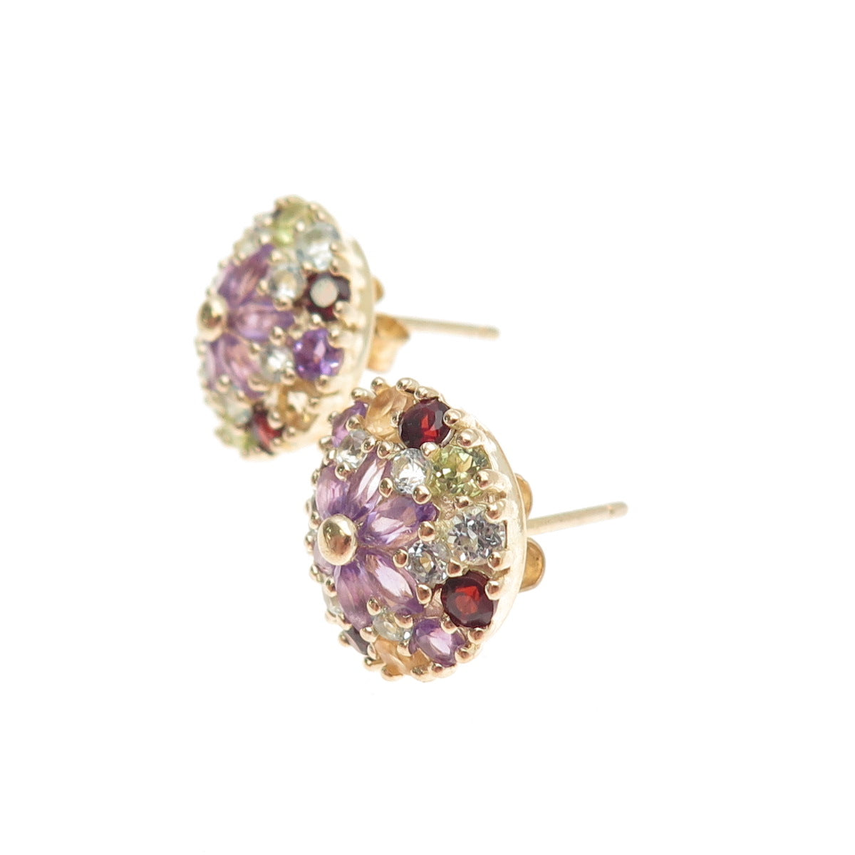 DEE BERKLE Sterling Gold Plated Topaz Amethyst Garnet Citrine & Peridot Earrings