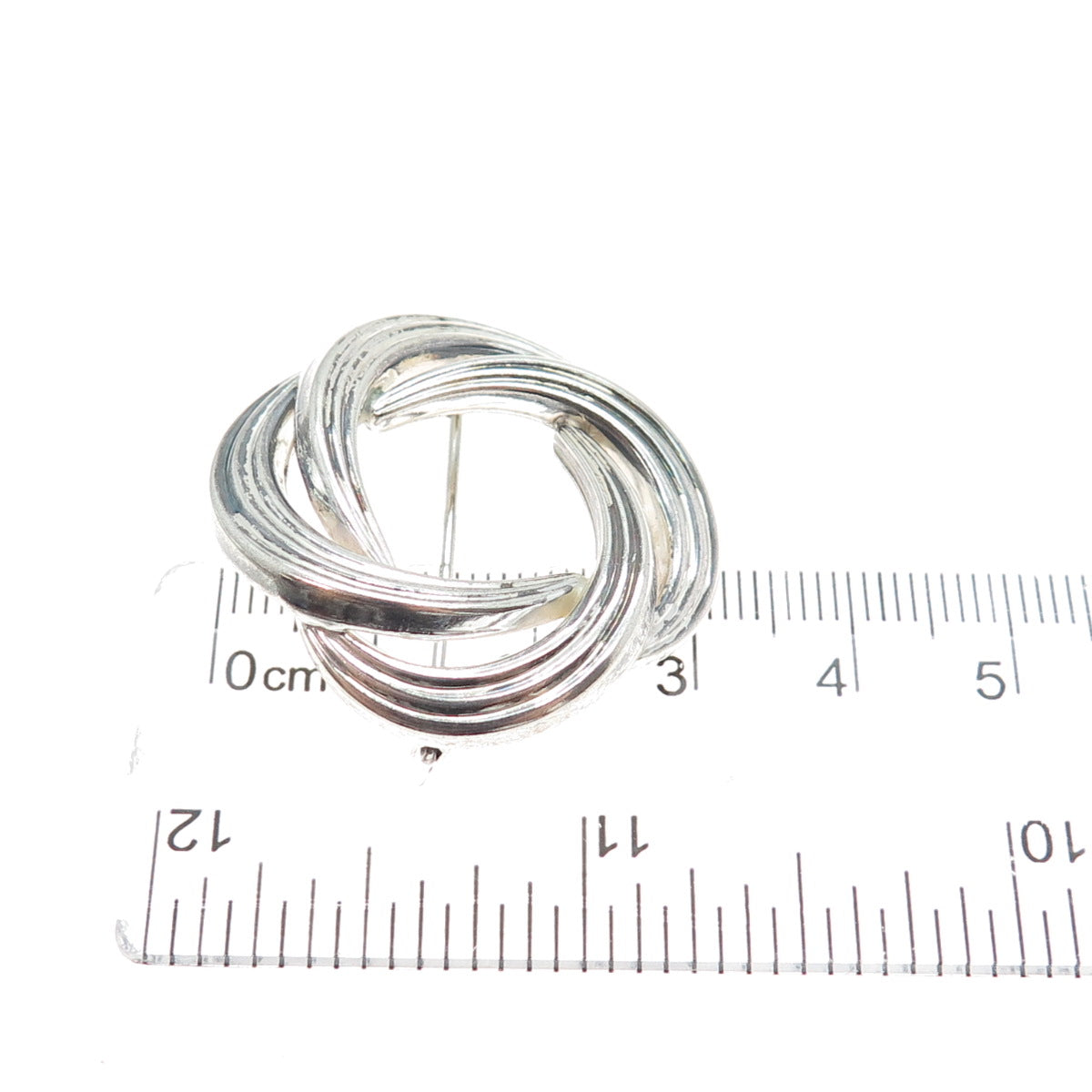 800 Silver Antique Art Deco Celtic Knot Oxidized Pin Brooch