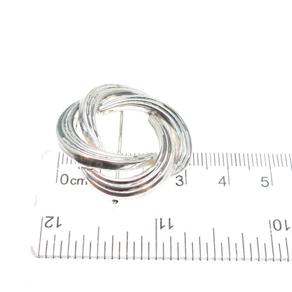 800 Silver Antique Art Deco Celtic Knot Oxidized Pin Brooch