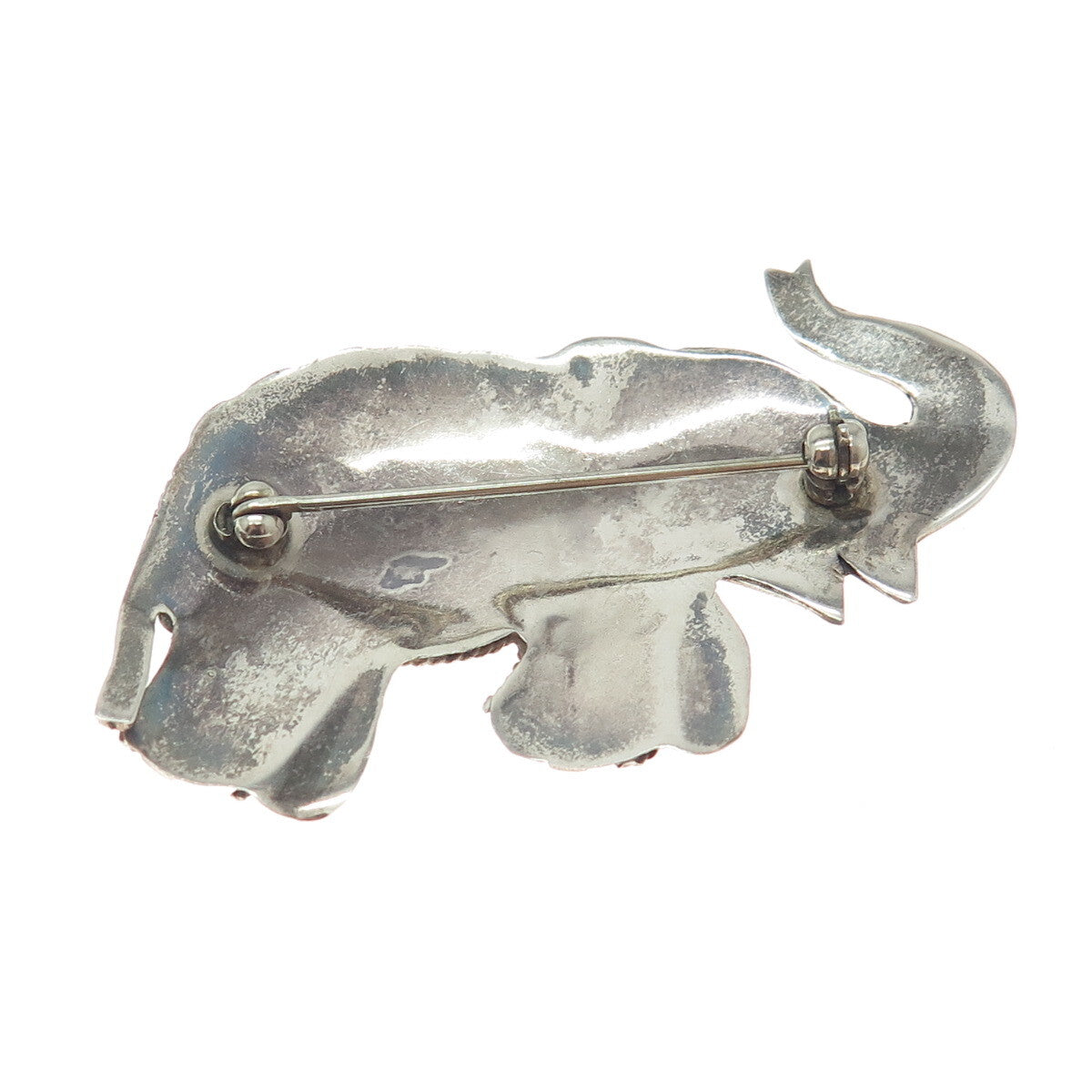 925 Sterling Silver Vintage Modernist Elephant Pin Brooch