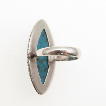 Krush Kandy 925 Sterling Silver Vintage Real Turquoise Beaded Ring Size 8.5