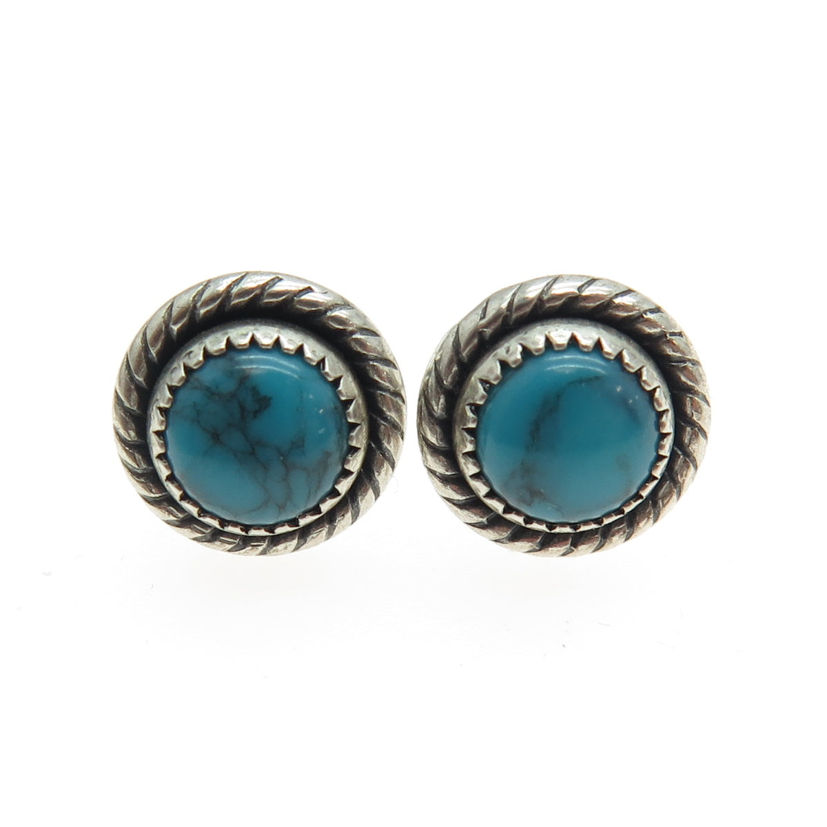 PACIFIC JEWELRY Old Pawn Sterling Silver Southwestern Turquoise Stud Earrings