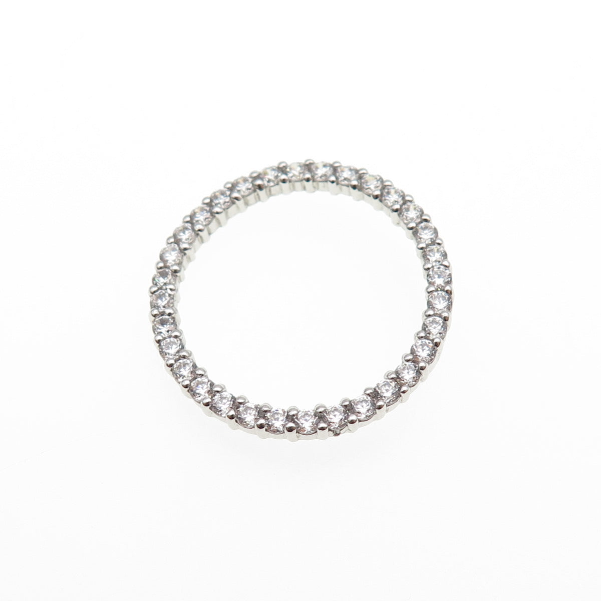 925 Sterling Silver Round-Cut C Z Circle of Life Mini Slide Charm Pendant