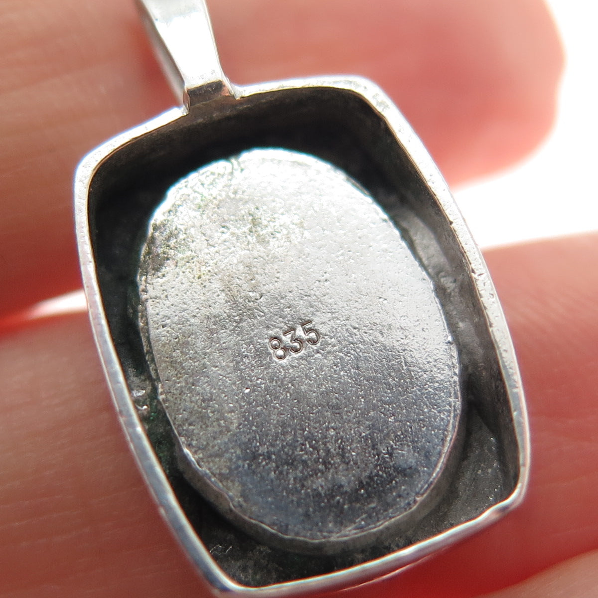 835 Silver Vintage European Real Carnelian Minimalist Charm Pendant