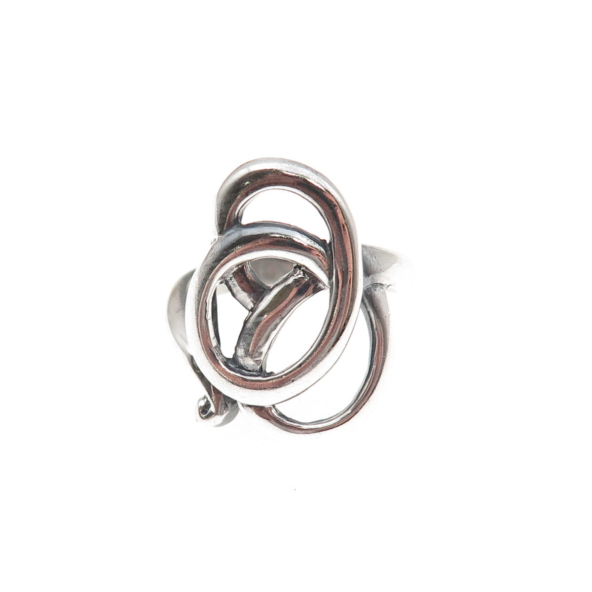 925 Sterling Silver Vintage Modernist Twisted Knot Oxidized Ring Size 6.75