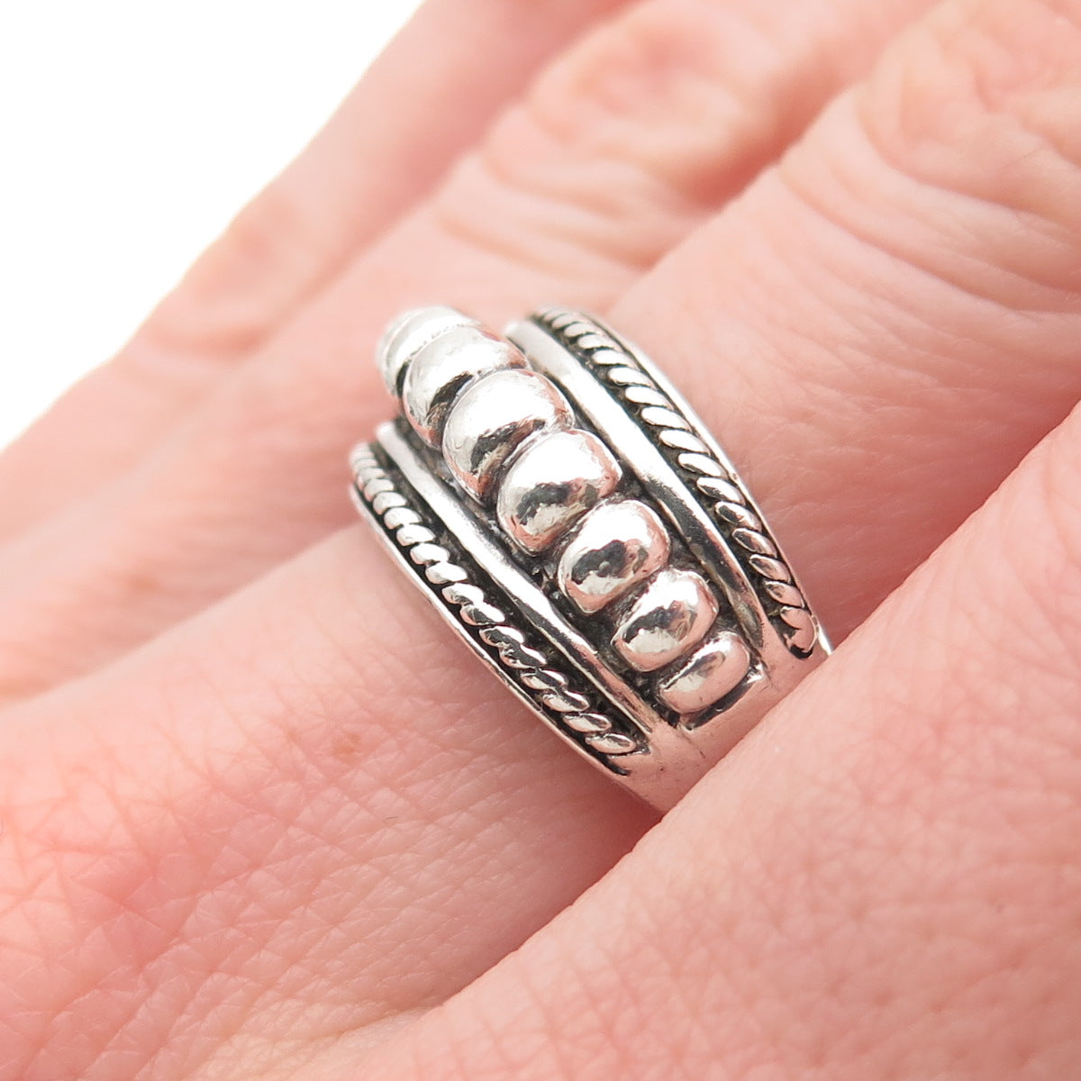 DP Doug Paulus 925 Sterling Silver Vintage Modernist Oxidized Ring Size 7