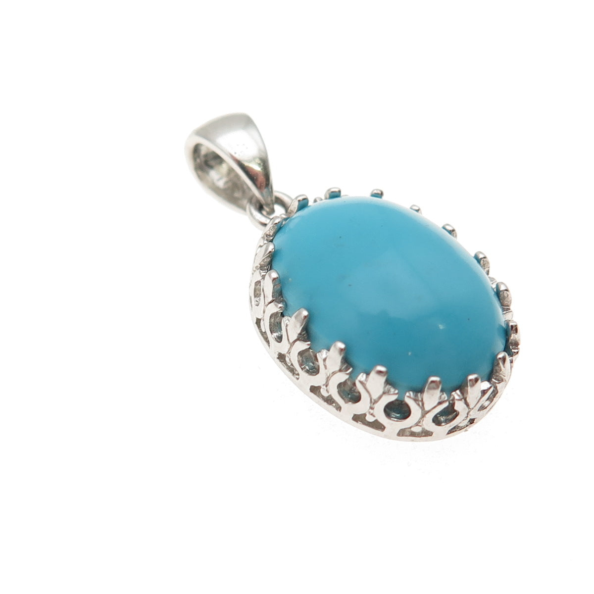 925 Sterling Silver Real Cabochon Turquoise Charm Pendant