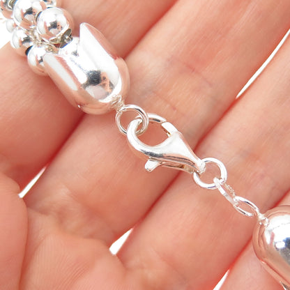 925 Sterling Silver Vintage Italy Ball Beaded 3-Strand Chain Necklace 16"