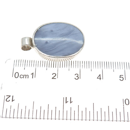 925 Sterling Silver Vintage Real Lavender Mother-of-Pearl Charm Pendant