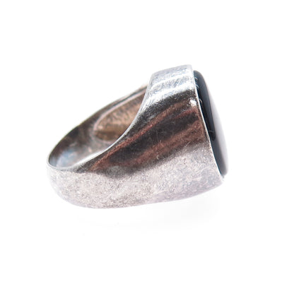 KEN CRAFTS 925 Sterling Silver Vintage Real Black Onyx Oxidized Ring Size 7