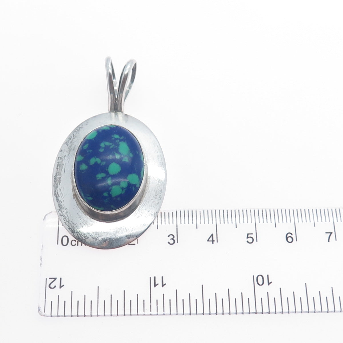 LAMBERT LIVINGSTON NAVAJO Old Pawn 925 Sterling Silver Vintage Azurite Pendant