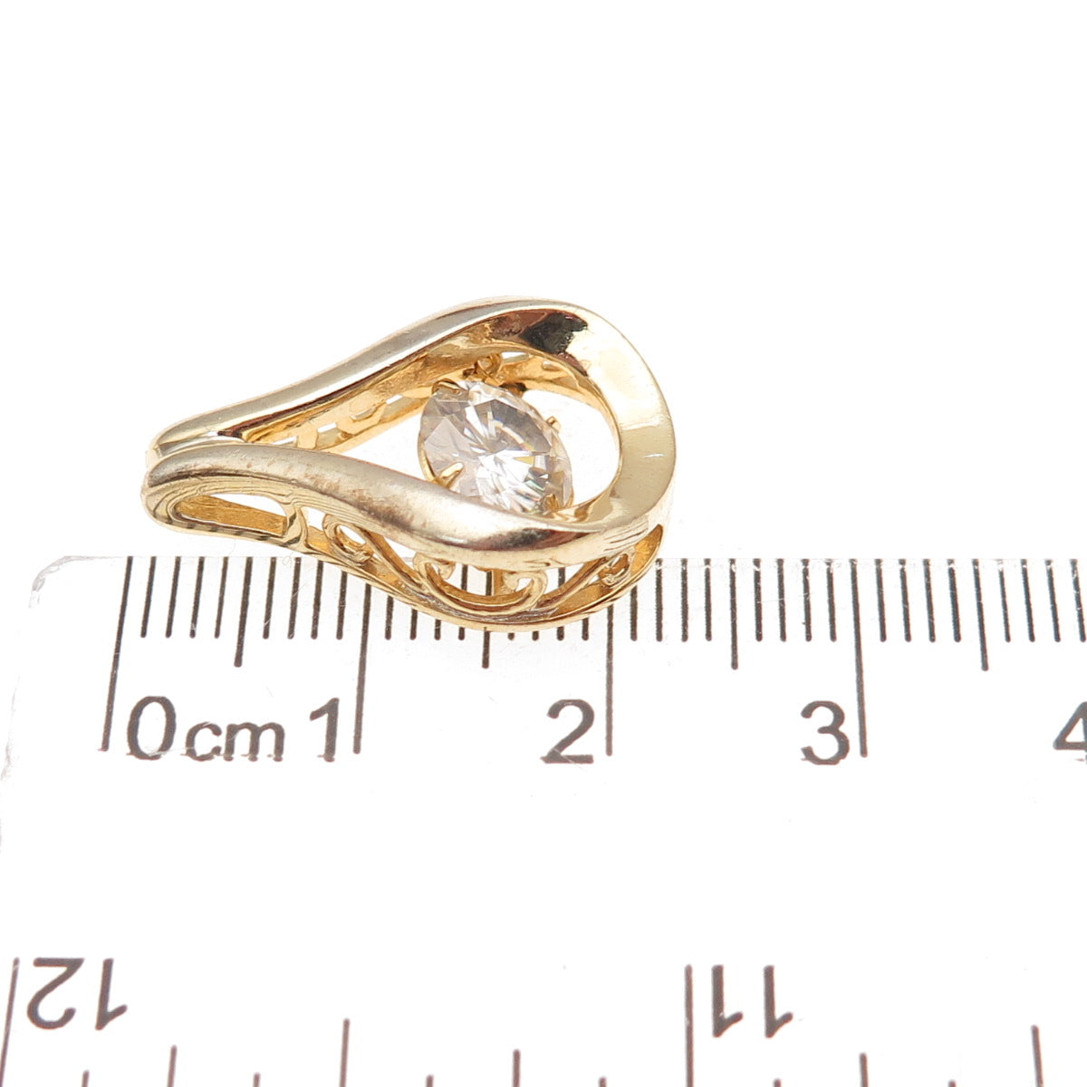 Savoy 925 Sterling Silver Gold Plated Moissanite Teardrop Slide Charm Pendant